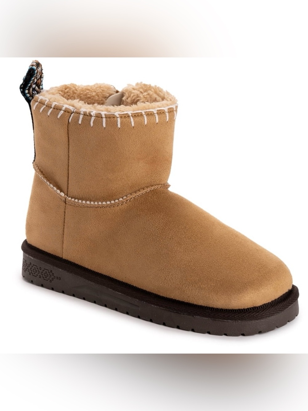 BRAND NEW MUK LUKS Womens Chestnut Faux Suede Ankle Bootie Zip Lined Faux Fur 8